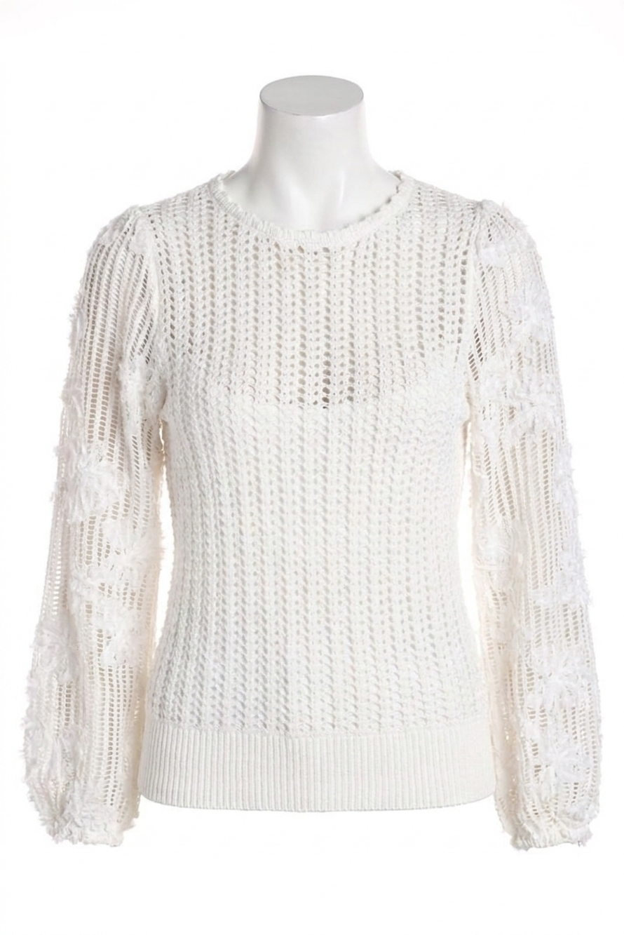 NEW FRANK LYMAN long sleeve knit sweater top in white